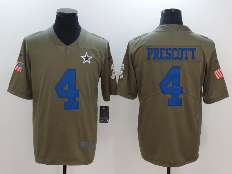 Men Dallas cowboys #4 Prescott Nike Olive Salute To Service Limited NFL Jerseys->denver broncos->NFL Jersey